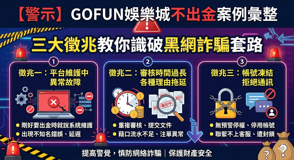 警示gofun娛樂城不出金案例彙整：三大徵兆教你識破黑網詐騙套路